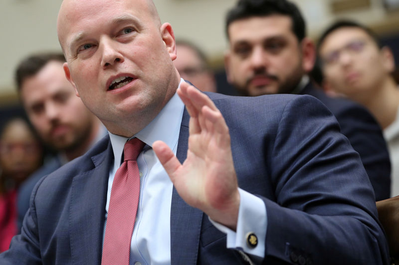 © Reuters. FILE PHOTO: Acting U.S. Attorney General Whitaker testifies before House Judiciary Committee oversight hearing on Capitol Hill in Washington
