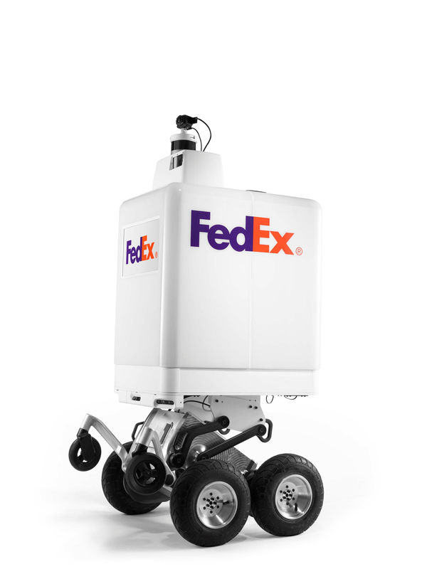 © Reuters. A handout photo of a FedEx SameDay bot, an autonomous same-day delivery robot which will be tested this summer in Memphis and other cities