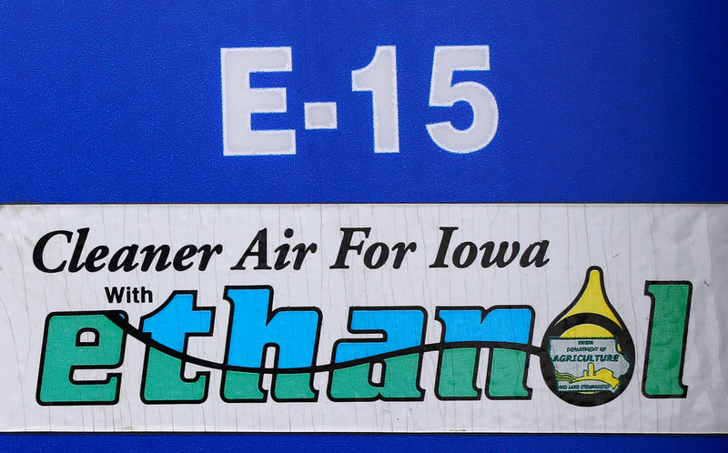 © Reuters. FILE PHOTO: A gas pump selling E15, a gasoline with 15 percent of ethanol, is seen in Mason City