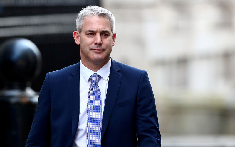 © Reuters. FILE PHOTO: Britain's Secretary of State for Exiting the European Union Stephen Barclay is seen outside Downing Street in London