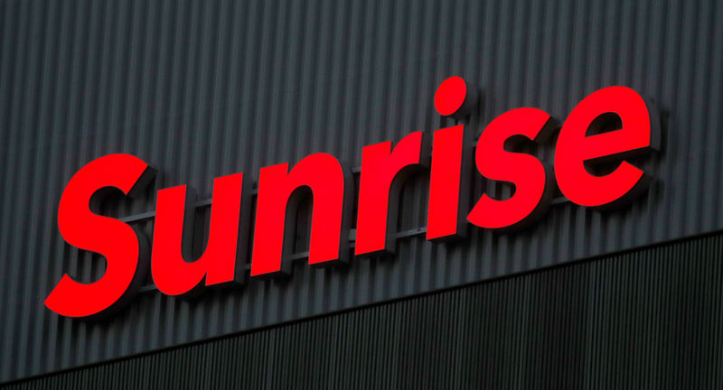 © Reuters. Swiss telecom company Sunrise's logo is seen at its headquarters in Opfikon