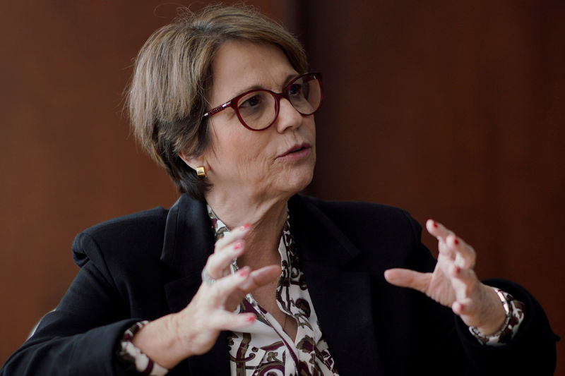 © Reuters. A ministra da Agricultura, Tereza Cristina, em entrevista à Reuters em Brasília