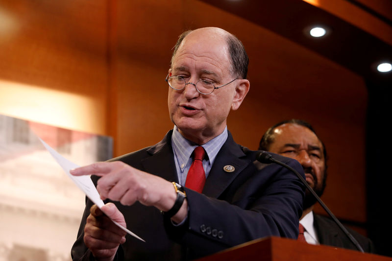 © Reuters. FILE PHOTO: Rep. Brad Sherman (D-CA) speaks with the media about his plans to draft articles of impeachment against President Donald Trump on Capitol Hill in Washington