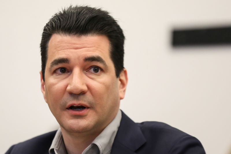 © Reuters. FILE PHOTO: FDA Commissioner Gottlieb speaks during an interview with Reuters in New York