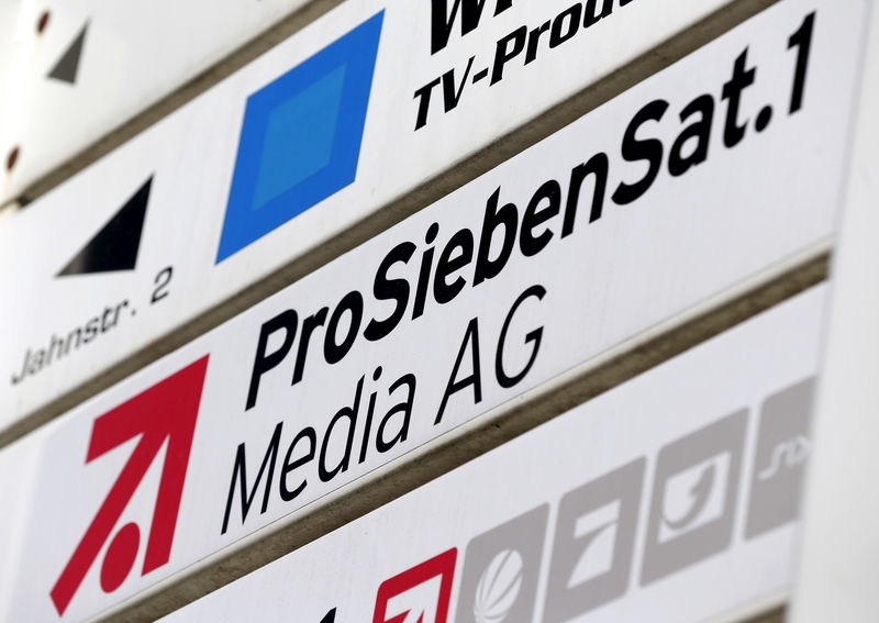 © Reuters. File photo shows the logo of Germany's biggest commercial broadcaster ProSiebenSat.1 Media AG in Unterfoehring