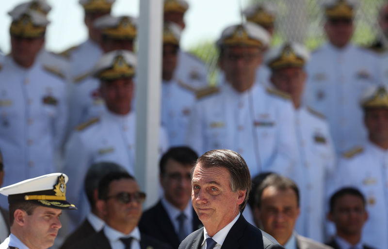 © Reuters. Brazil's President Jair Bolsonaro attends a ceremony in celebration of 211th anniversary of Brazilian Marine Corps in Rio de Janeiro