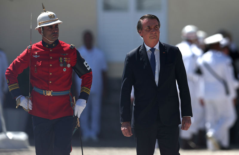 © Reuters. Brazil's President Jair Bolsonaro attends a ceremony in celebration of 211th anniversary of Brazilian Marine Corps in Rio de Janeiro