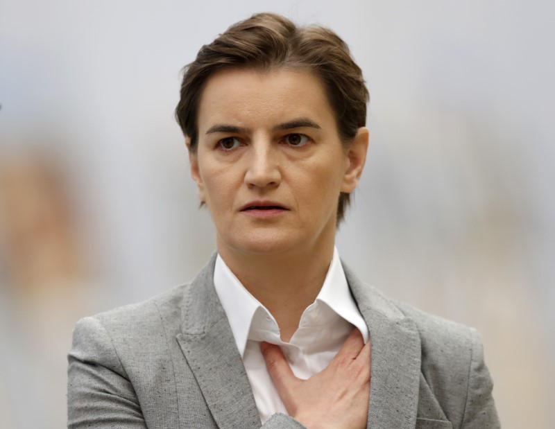 © Reuters. FILE PHOTO: Serbian Prime Minister Ana Brnabic attends a conference in Minsk, Belarus