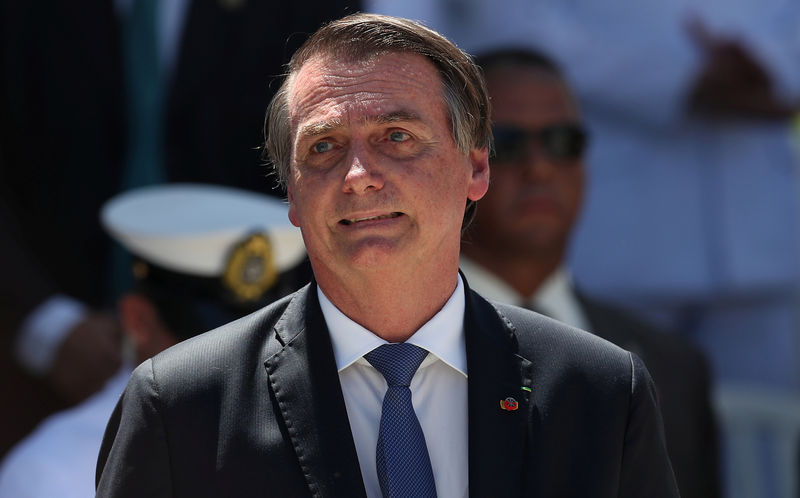 © Reuters. Brazil's President Jair Bolsonaro attends a ceremony in celebration of 211th anniversary of Brazilian Marine Corps in Rio de Janeiro