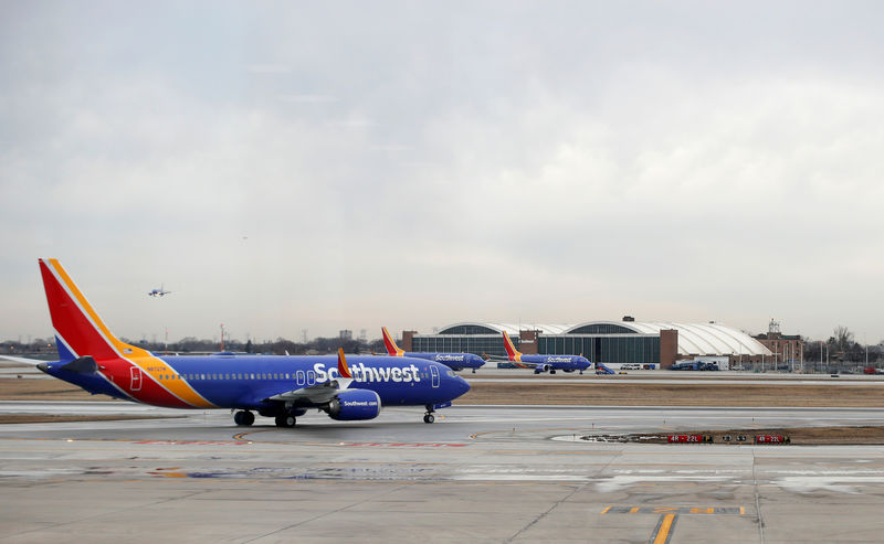 © Reuters. Southwest Airlines Co. Boeing 737 MAX 8 aircraft at Midway International Airport in Chicago