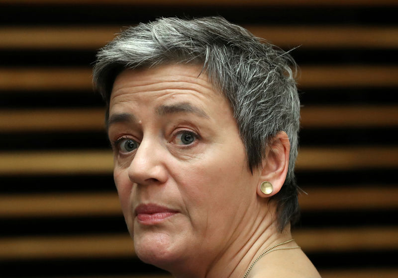 © Reuters. FILE PHOTO: European Competition Commissioner Margrethe Vestager attends the weekly College of Commissioners meeting in Brussels