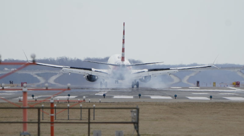 © Reuters. FILE PHOTO: An American Airlines Boeing 737 MAX 8 flight lands at Reagan National Airport in Washington