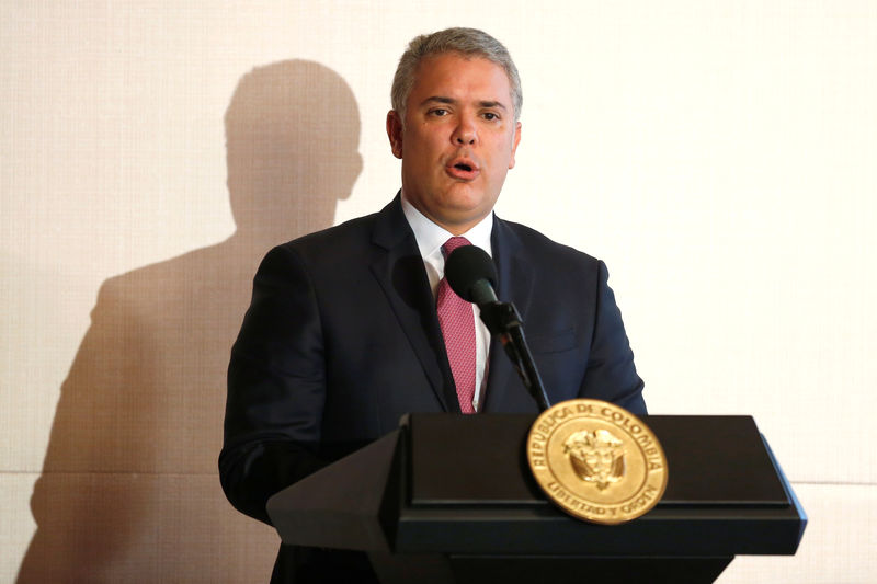 © Reuters. O presidente da Colômbia, Ivan Duque, durante reunião do Grupo de Lima, em Bogotá