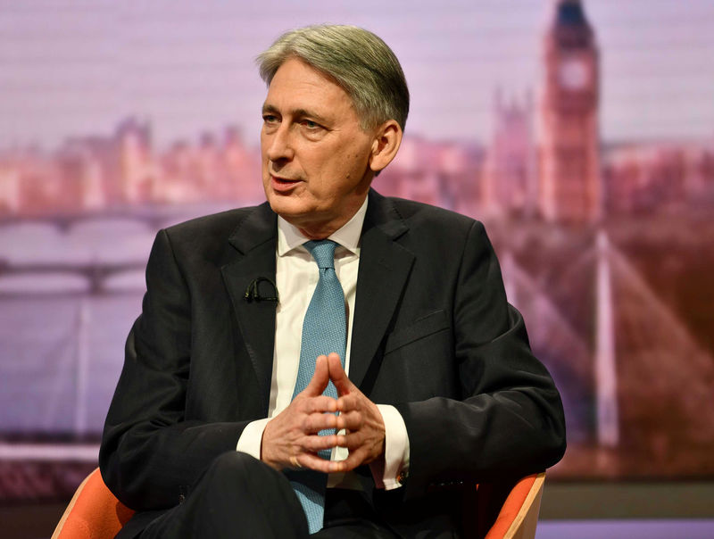 © Reuters. Britain's Philip Hammond Chancellor of the Exchequer appears on BBC TV's The Andrew Marr Show in London