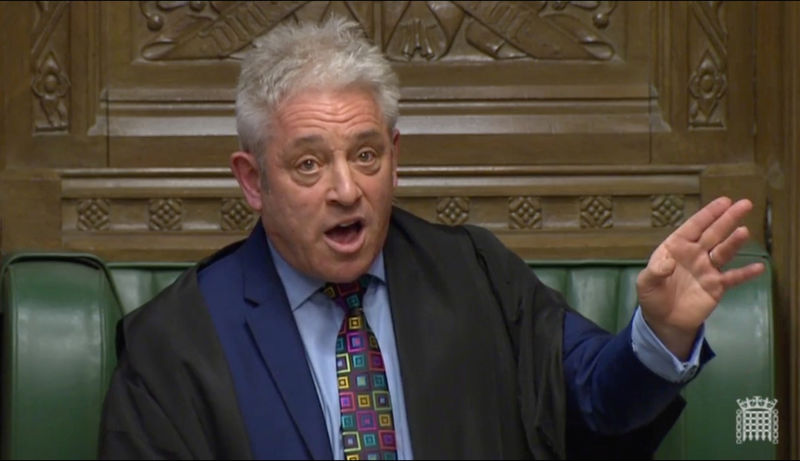 © Reuters. Speaker of the House John Bercow speaks in Parliament, in London