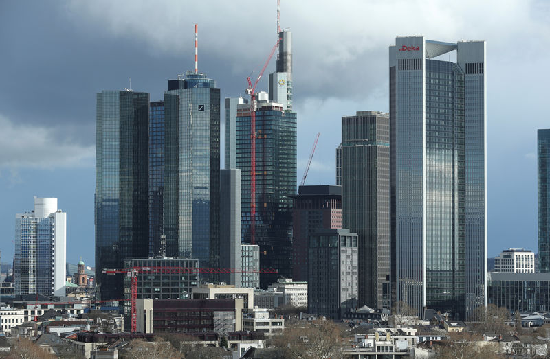 © Reuters. The financial district with Germany's Deutsche Bank and Commerzbank is pictured in Frankfurt