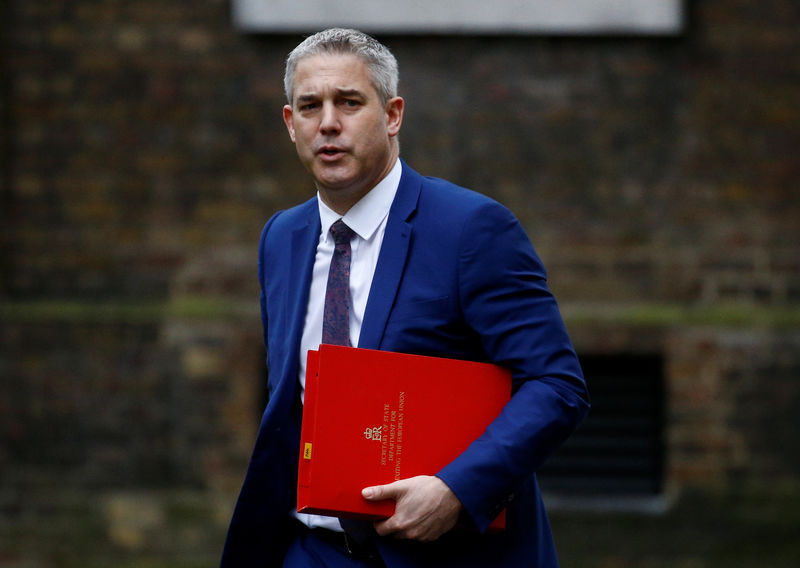 © Reuters. Britain's Secretary of State for Exiting the European Union Stephen Barclay is seen outside Downing Street in London