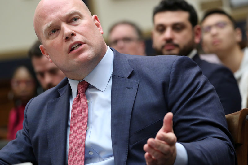 © Reuters. FILE PHOTO: Acting U.S. Attorney General Whitaker testifies before House Judiciary Committee oversight hearing on Capitol Hill in Washington