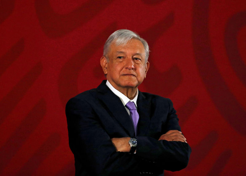 © Reuters. FILE PHOTO: Mexico's President Andres Manuel Lopez Obrador attends a news conference at the National Palace in Mexico City