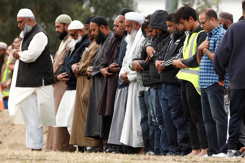 © Reuters. Burial ceremony of the victims of the mosque attacks in Christchurch