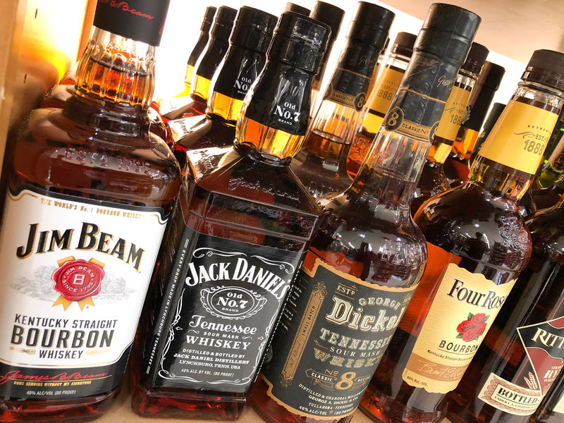 © Reuters. FILE PHOTO: A bottle of Jack Daniels is shown for sale among other brands in the liquor section of a food market in Encinitas, California
