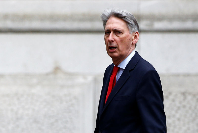 © Reuters. Britain's Chancellor of the Exchequer Philip Hammond is seen outside Downing Street in London