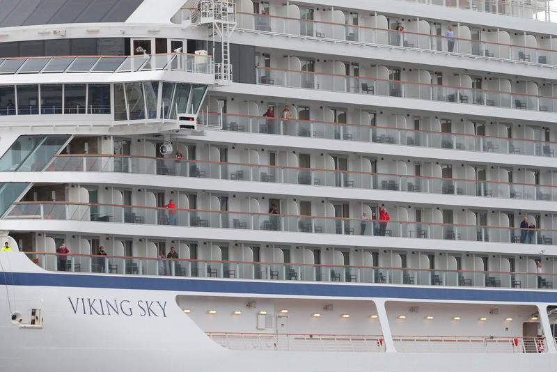 © Reuters. Viking Sky cruise ship arrives at Molde