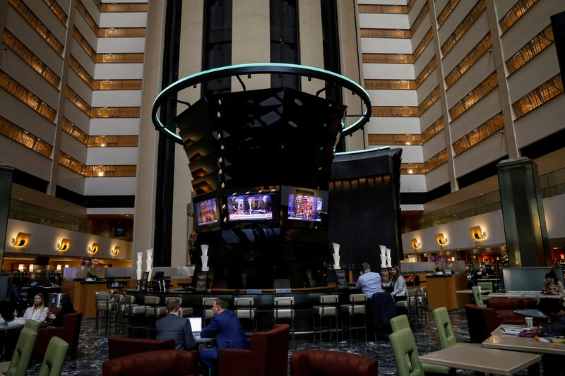 © Reuters. FILE PHOTO: A view inside the lobby of the Marriott Marquis hotel in Times Square in New York