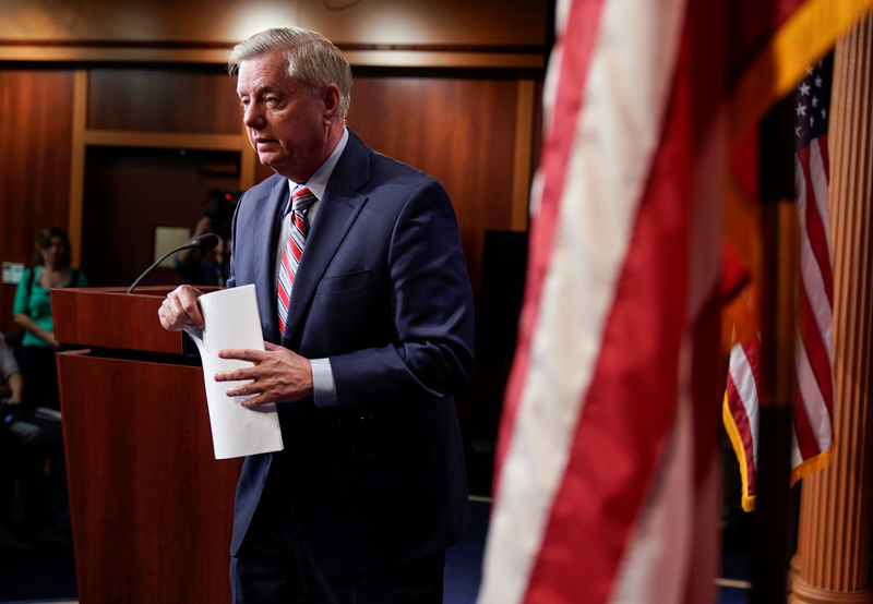 © Reuters. Chairman of the Senate Judiciary Committee Lindsey Graham (R-SC) speaks to the media on Capitol Hill in Washington.