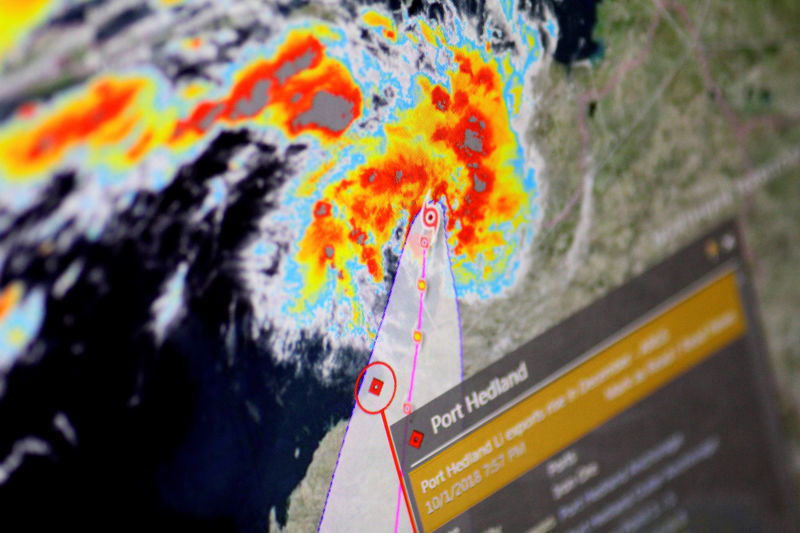 © Reuters. Ilustração de ciclone se aproximando de Port Hedland, Austrália