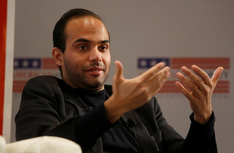 © Reuters. George Papadopoulos, a former aide to Donald Trump's 2016 presidential campaign speaks at the American Priority conference in Washington