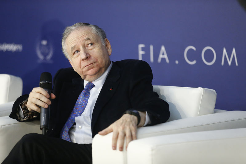 © Reuters. FILE PHOTO: FIA President Todt listens during a news conference in St. Petersburg