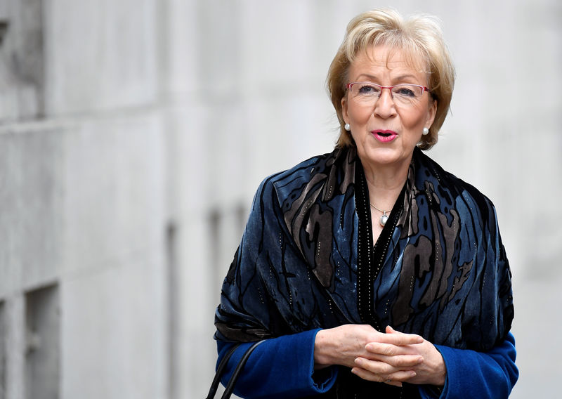 © Reuters. Britain's Conservative Party's leader of the House of Commons Andrea Leadsom arrives at Millbank television and radio studios in London