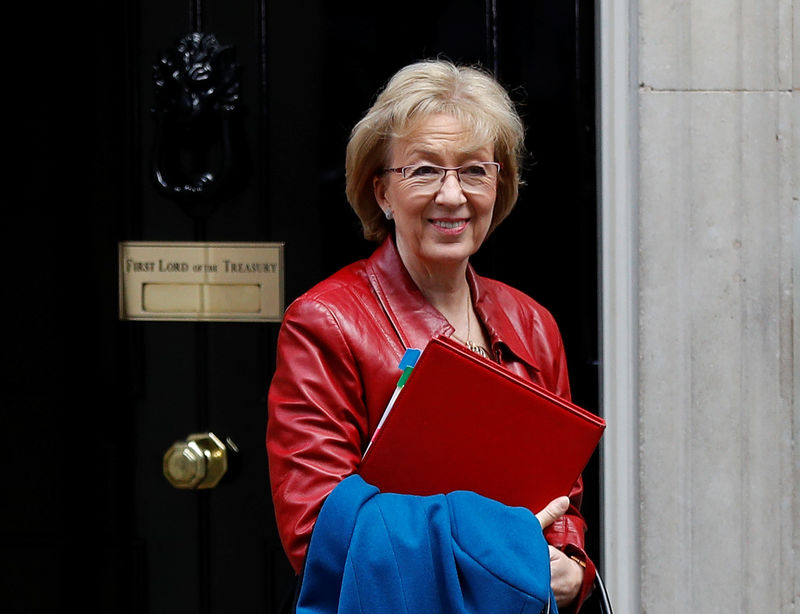 © Reuters. Britain's Conservative Party's leader of the House of Commons Andrea Leadsom is seen outside Downing Street in London