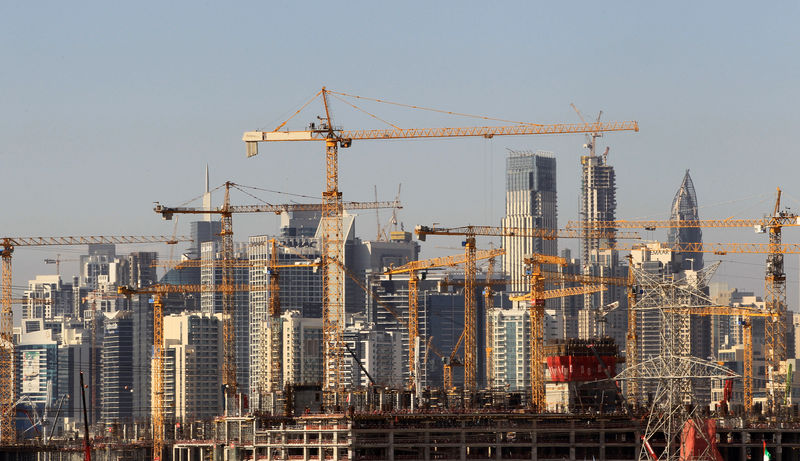 © Reuters. General view of Dubai's cranes at a construction site in Dubai