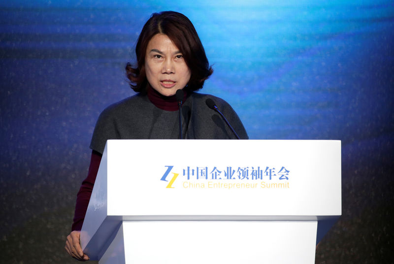 © Reuters. Zhuhai Gree Electric's President Dong Mingzhu attends the China Entrepreneur Summit in Beijing