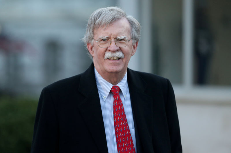 © Reuters. FILE PHOTO: U.S. National Security Adviser John Bolton gives an interview to Fox News outside of the White House