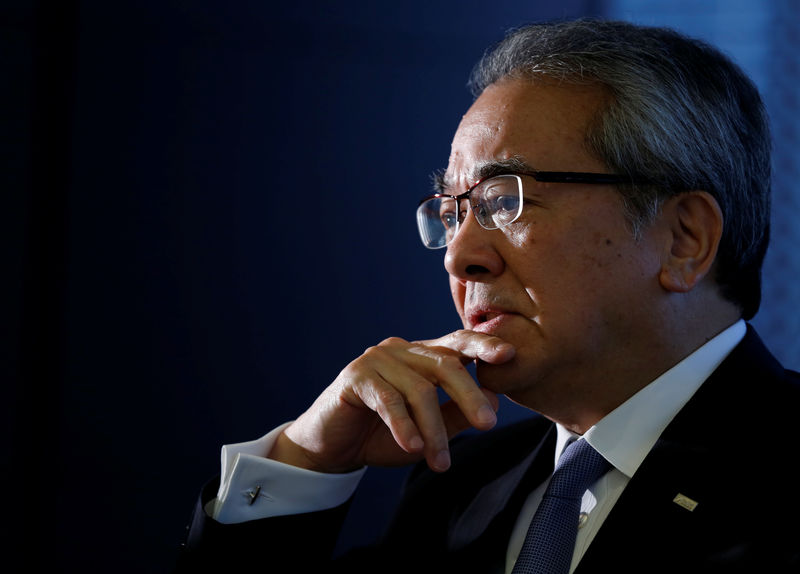 © Reuters. FILE PHOTO: Takashima speaks during an interview with Reuters at the bank's headquarters in Tokyo