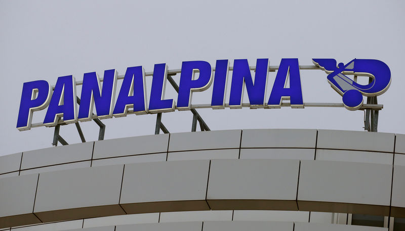 © Reuters. The Logo of Swiss transport and logistics firm Panalpina is seen at an office building in Basel