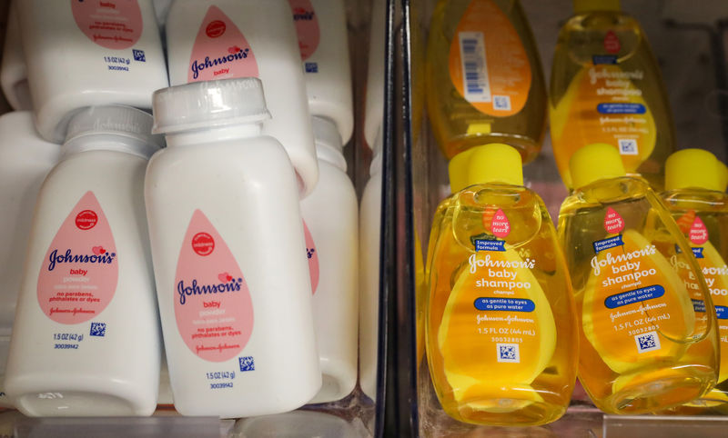 © Reuters. FILE PHOTO: Bottles of Johnson's baby powder and Johnson's baby shampoo are displayed in a store in New York