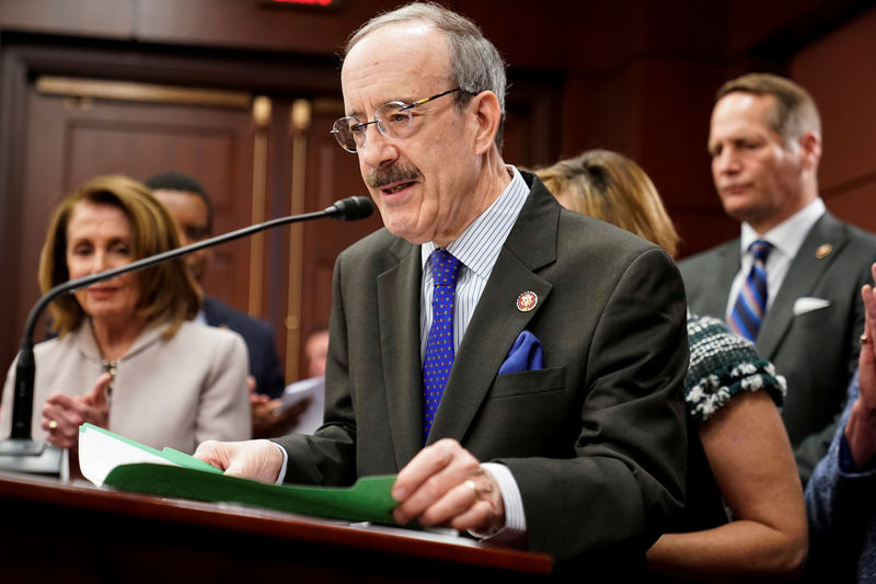 © Reuters. FILE PHOTO - U.S. Rep. Engel speaks during introduction of Climate Action Now Act on Capitol Hill in Washington