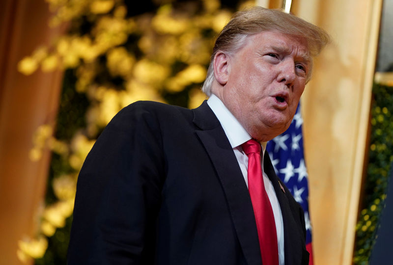 © Reuters. FILE PHOTO: U.S. President Trump speaks at the National Republican Congressional Committee Annual Spring Dinner in Washington.