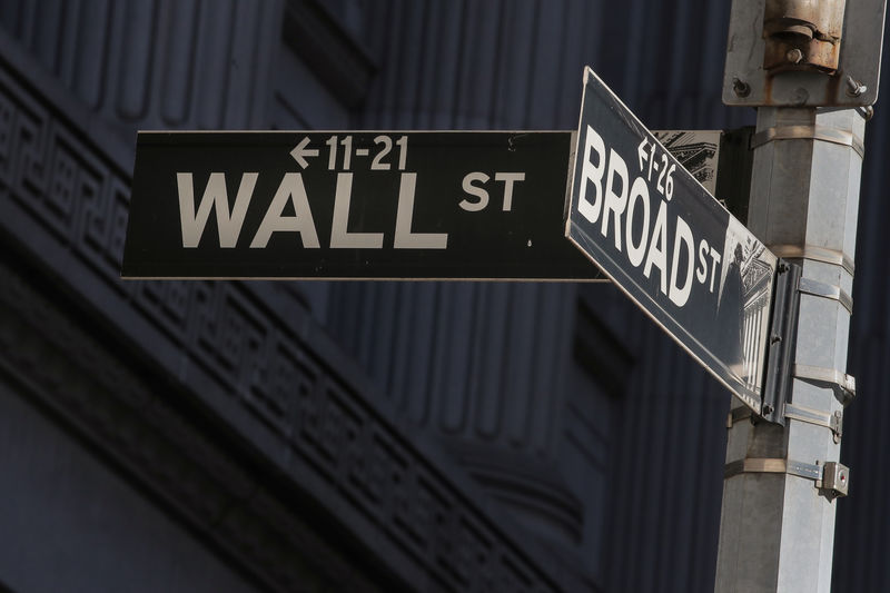 © Reuters. FILE PHOTO: Street signs for Broad St. and Wall St. are seen outside of the NYSE in New York