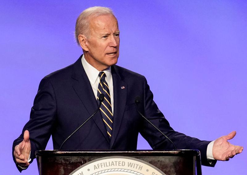 © Reuters. Former Vice President Biden addresses electrical workers’ conference in Washington