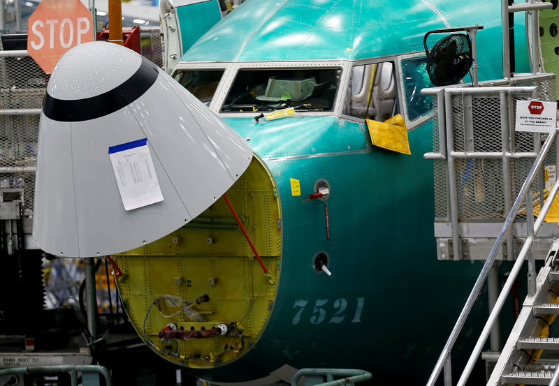 © Reuters. FILE PHOTO - The angle of attack sensor is seen on a 737 Max aircraft at the Boeing factory in Renton