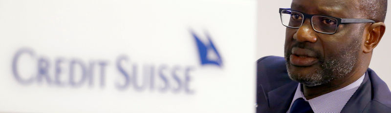 © Reuters. CEO Thiam of Swiss bank Credit Suisse awaits the company's annual news conference in Zurich