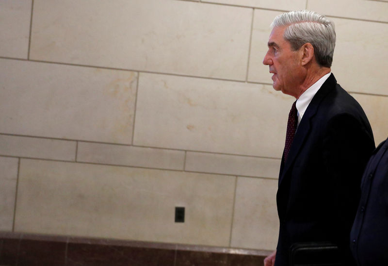 © Reuters. FILE PHOTO: Special Counsel Robert Mueller departs after briefing the U.S. House Intelligence Committee on Capitol Hill in Washington