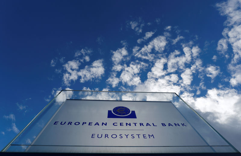 © Reuters. FILE PHOTO:  Sign of the European central Bank (ECB) is seen ahead of the news conference on the outcome of the Governing Council meeting, outside the ECB headquarters in Frankfurt