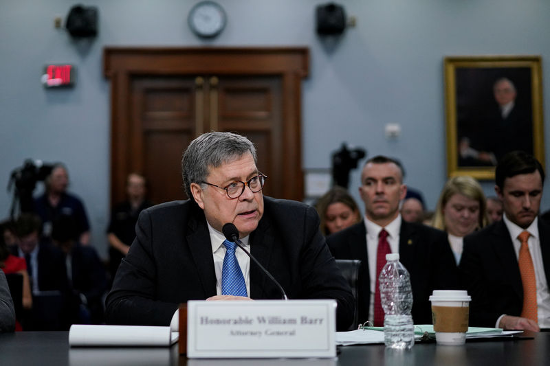 © Reuters. U.S. Attorney General Barr testifies on the Justice Department budget before House Appropriations Subcommittee hearing on Capitol Hill in Washington