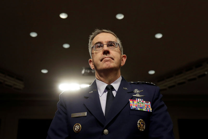 © Reuters. FILE PHOTO - U.S. Air Force General John Hyten, Commander of U.S. Strategic Command, arrives to testify before a Senate Armed Services Committee hearing on Capitol Hill in Washington